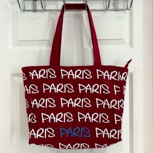 Robin Ruth Paris Red Canvas Shoulder Tote Bag Travel Zipper Pocket Souvenir